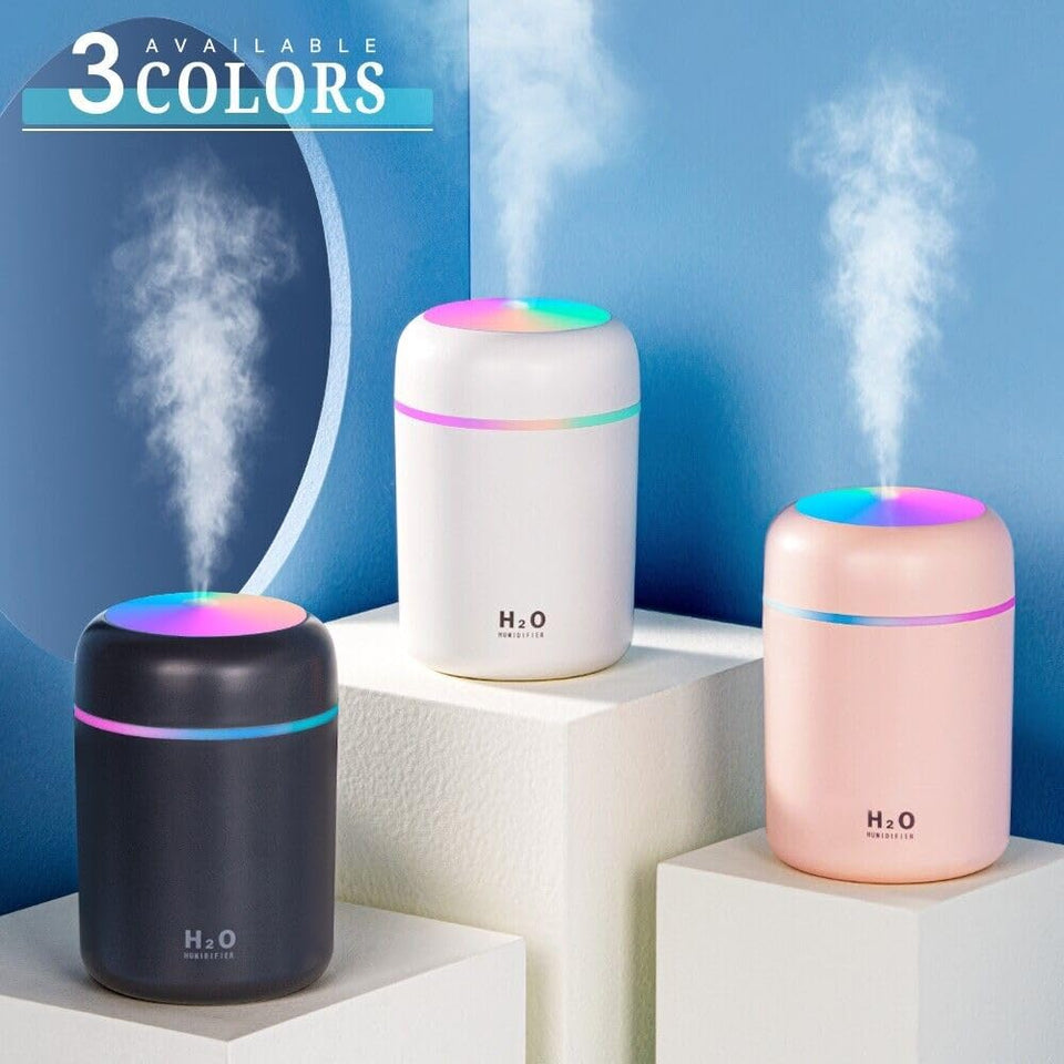 Humidifiers with Colorful Light for Room, Bedroom, Office, Car (Pink)300ml milliliter